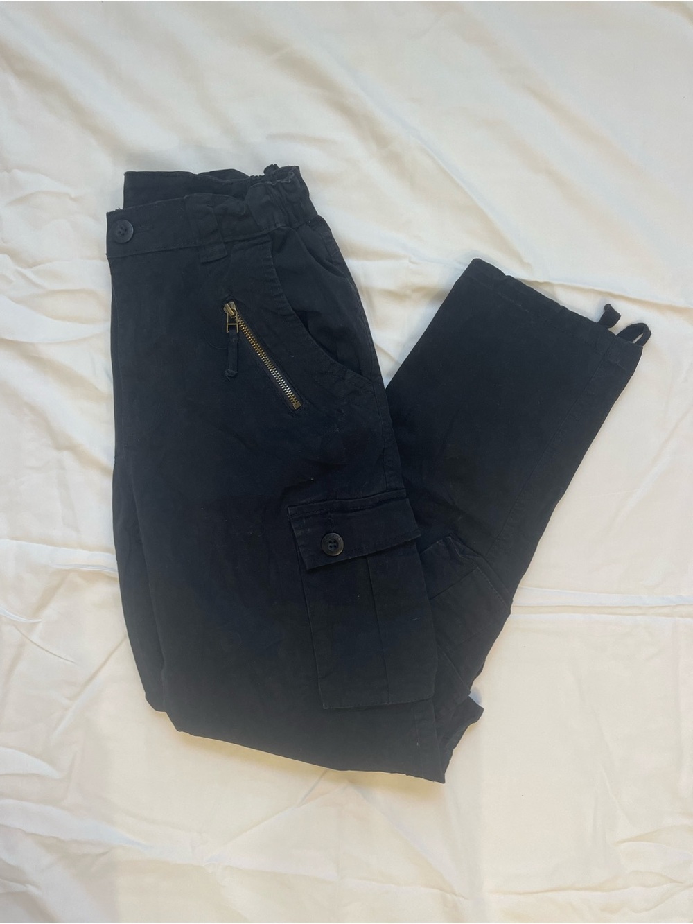 Women's Black Cargo Pants with Zip Pocket